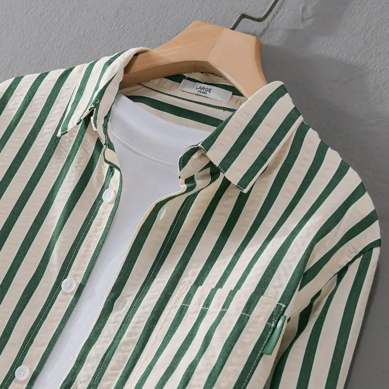 Men striped top relaxed fit available in Khaki Black and Green