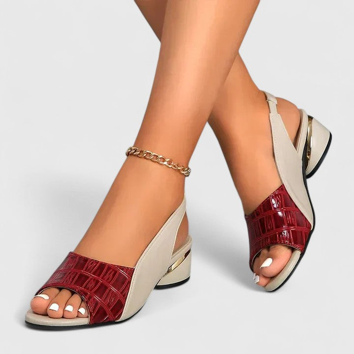 Women's leather sandals with side buckle and non-slip sole, elegant casual style