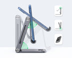 Aluminum phone stand 360 degree adjustable desk holder in silver and black