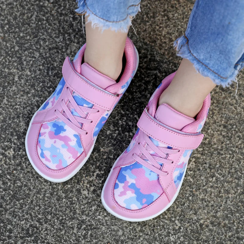 Kids barefoot mesh sneakers wide toe box zero-drop rubber sole