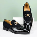 Men's Leather Loafers | Suede & Leather, Gold Buckle