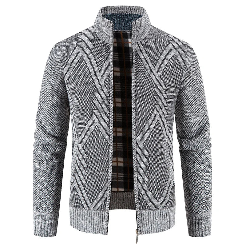 Men Christmas Jumper Knit Turtleneck Cardigan Coat Winter Fleece