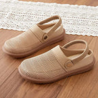 Women mesh slip-on clogs with cushioned footbed and elastic heel strap