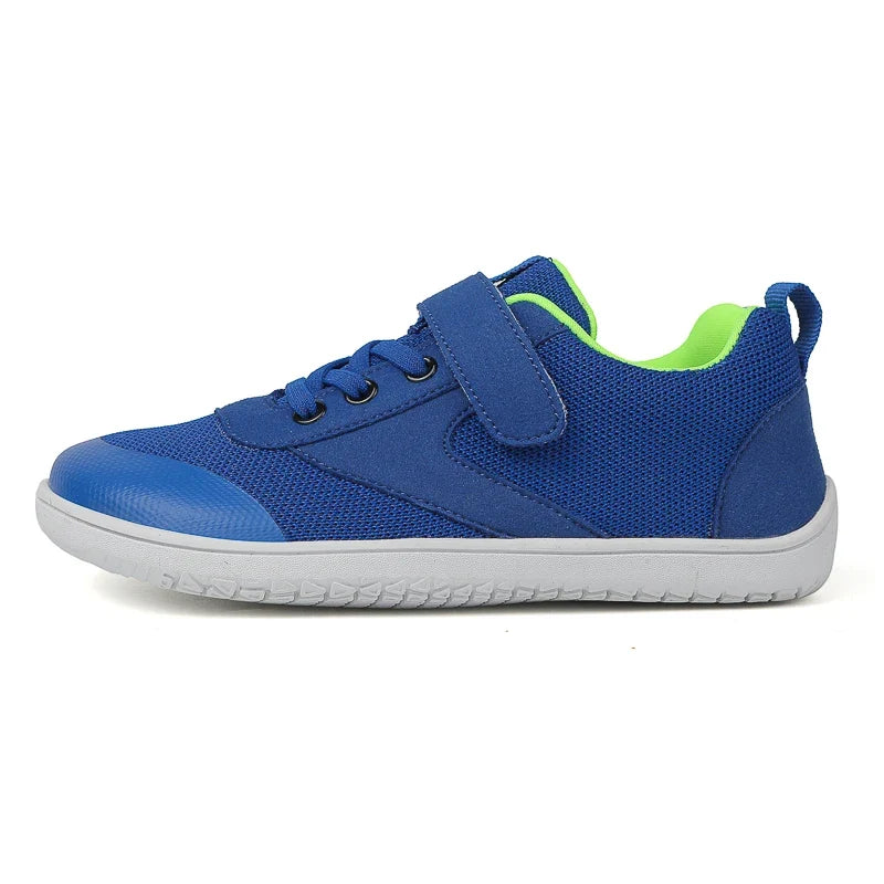 Kids barefoot sneakers with wide toe box and lightweight flexible rubber sole