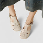 Women Mary Jane heels square toe block heel orthopedic with side cutouts
