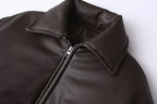 Women faux leather oversized bomber jacket with ribbed cuffs and soft lining
