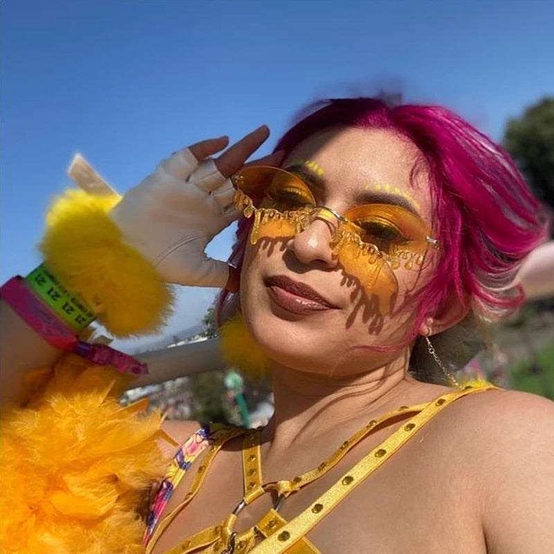 Glitter sunglasses festival party eye-catching with colored lenses, 6 colors
