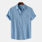 Men's linen cotton blend summer shirt with spread collar and classic fit