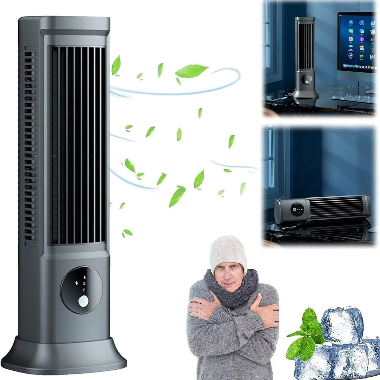 Portable air conditioner 3 speed compact quiet cooling fan for bedroom and office
