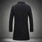 Men's long wool coat warm winter overcoat in dark grey, black, beige and dark blue