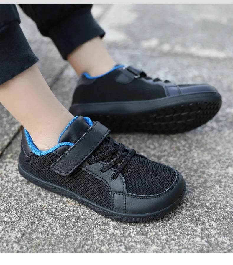 Kids barefoot mesh sneakers wide toe box zero-drop rubber sole