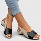 Women's leather sandals with side buckle and non-slip sole, elegant casual style