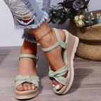Women Wedge Sandals Cross Strap Open Toe Lightweight Comfort Heel
