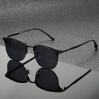Clubmaster sunglasses polished metal frames anti-scratch polycarbonate UV protection lenses