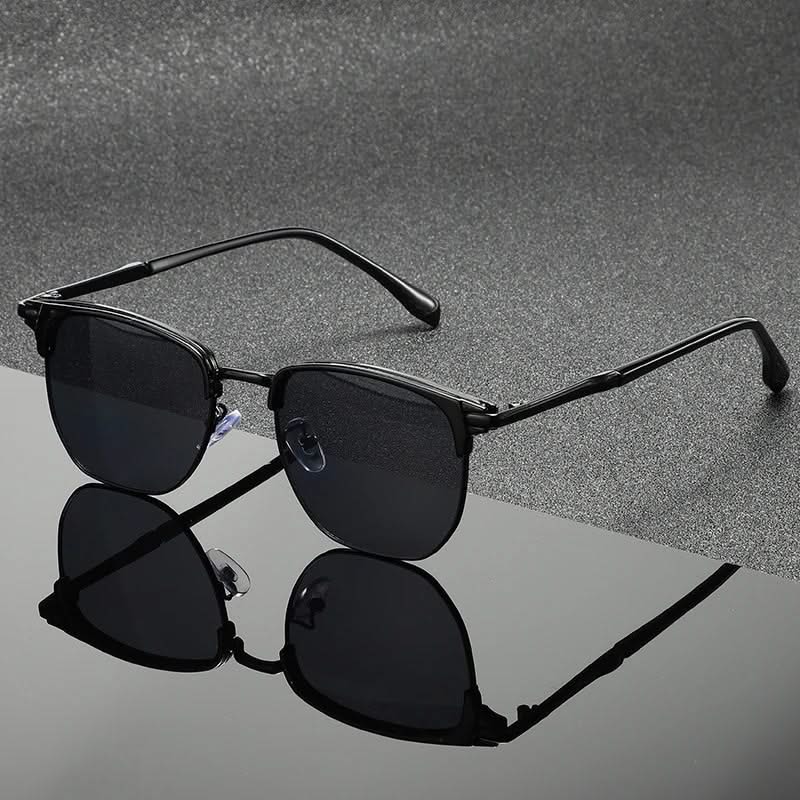 Clubmaster sunglasses polished metal frames anti-scratch polycarbonate UV protection lenses