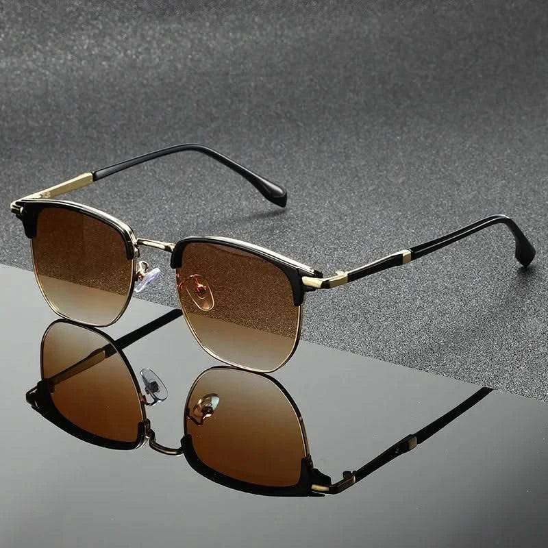 Clubmaster sunglasses polished metal frames anti-scratch polycarbonate UV protection lenses