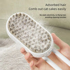 Pet steam brush 3-in-1 electric grooming tool for dogs and cats, deshedding and massage