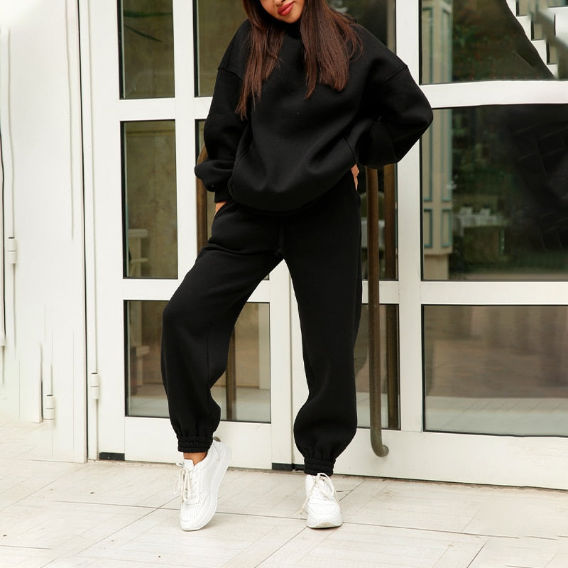 Women 2 piece oversized jogger set casual lounge tracksuit