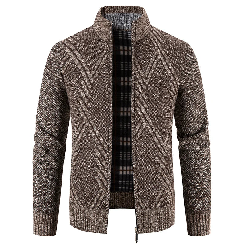 Men Christmas Jumper Knit Turtleneck Cardigan Coat Winter Fleece
