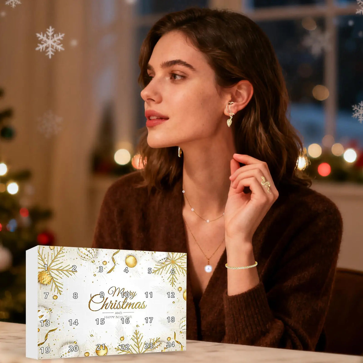 Jewelry Advent Calendar Gold 24 Days Necklace Bracelet Earring Set