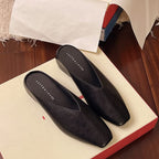 Women slip-on flats low cut in black vegan leather