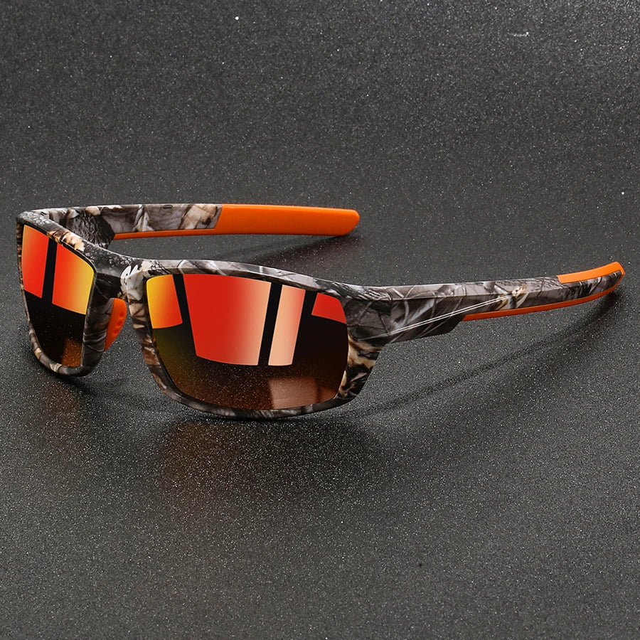 Camo sunglasses polarized with UV protection, lightweight outdoor sport design