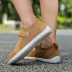 Kids barefoot sneakers wide toe box flexible sole velcro closure