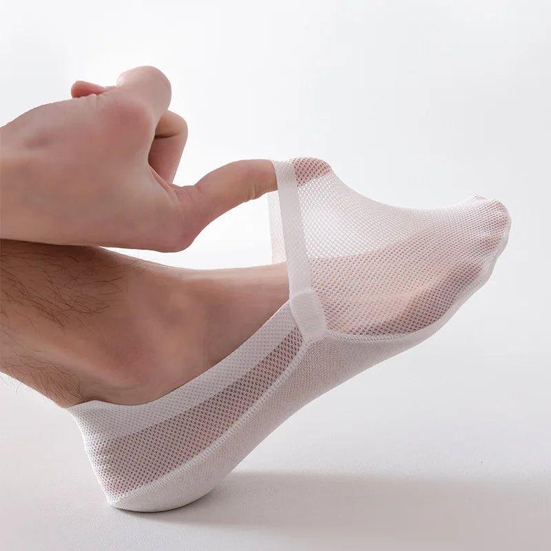 Invisible breathable anti-slip low cut socks, no-show design with cotton sole