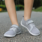 Kids barefoot sneakers wide toe box flexible sole velcro closure