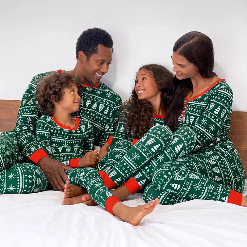 Christmas pajamas family matching 2 piece allover print sleepwear set