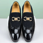 Men's Leather Loafers | Suede & Leather, Gold Buckle