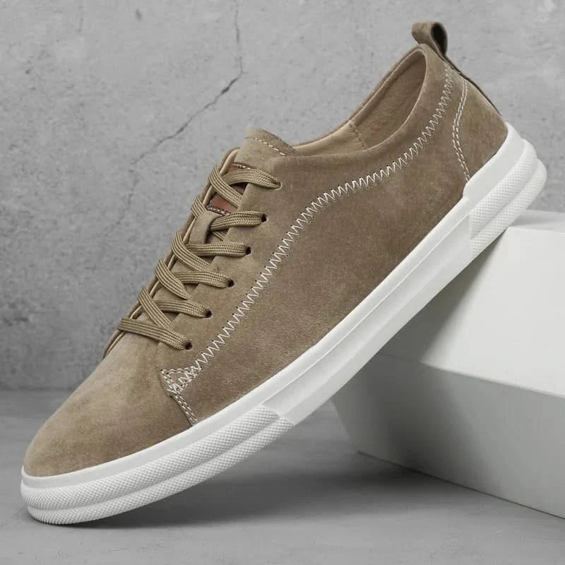 Genuine Italian leather sneakers in white black khaki and beige suede