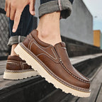 Men leather loafers slip on orthopedic cushioned insole brown black