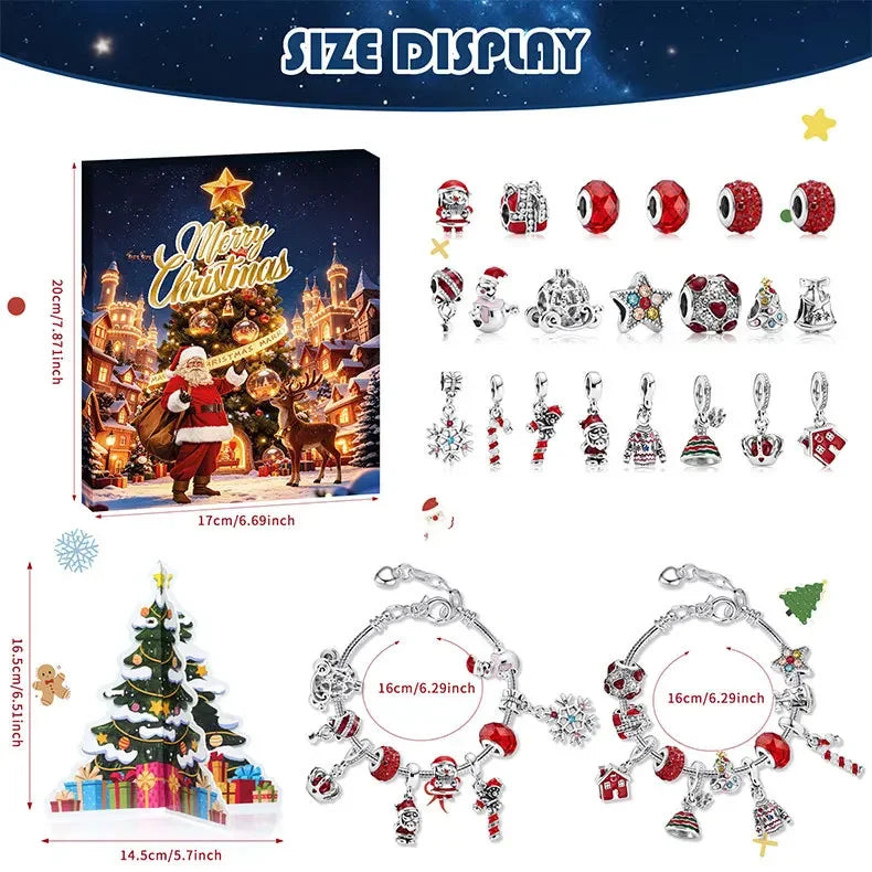 Charm Bracelet Advent Calendar 24 Piece Christmas Countdown Set