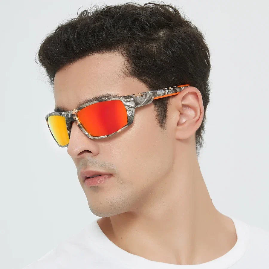 Camo sunglasses polarized with UV protection, lightweight outdoor sport design