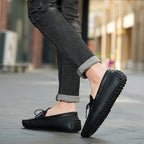 Men leather loafers slip-on moccasin style in brown black green