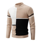 Men soft knit sweater regular fit in grey-green black khaki and white