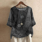Women retro blouse vintage style with button front and waist shaping