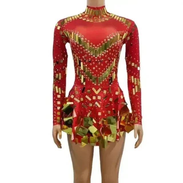 Sequin Dress Women Stretch Mini Sparkly Sweetheart Neckline