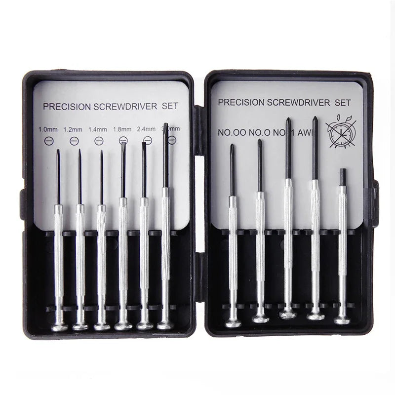 11-piece micro precision screwdriver set with magnetic tips and portable carrying case