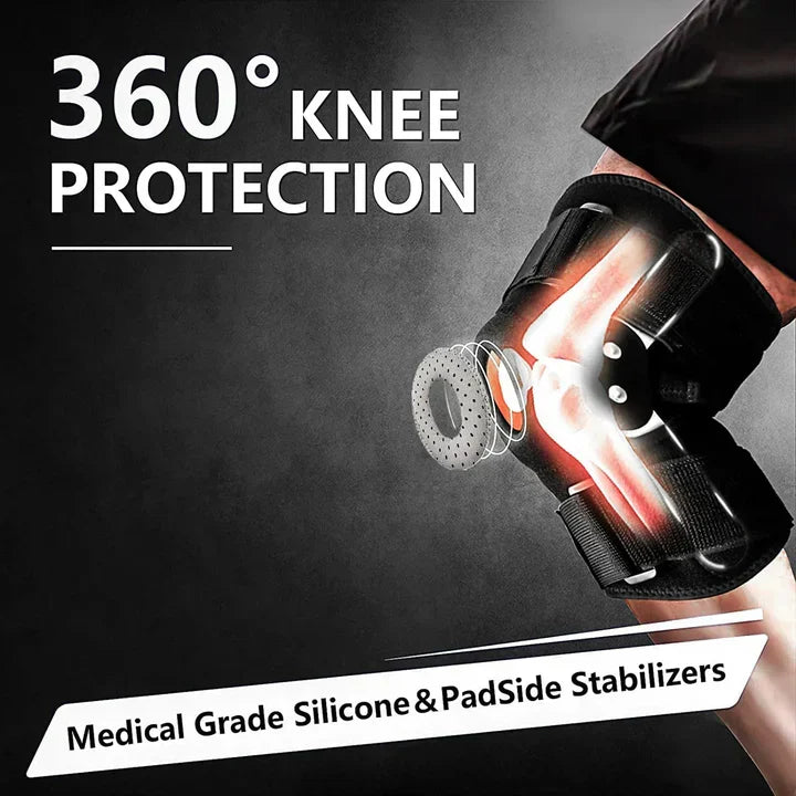 Hinged knee brace neoprene adjustable support in black
