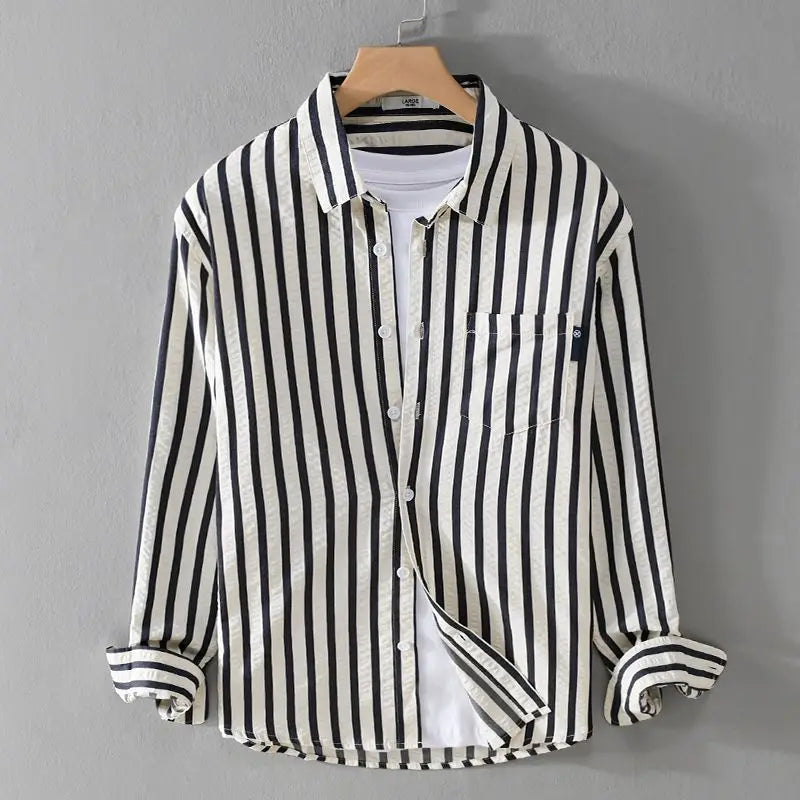 Men striped top relaxed fit available in Khaki Black and Green