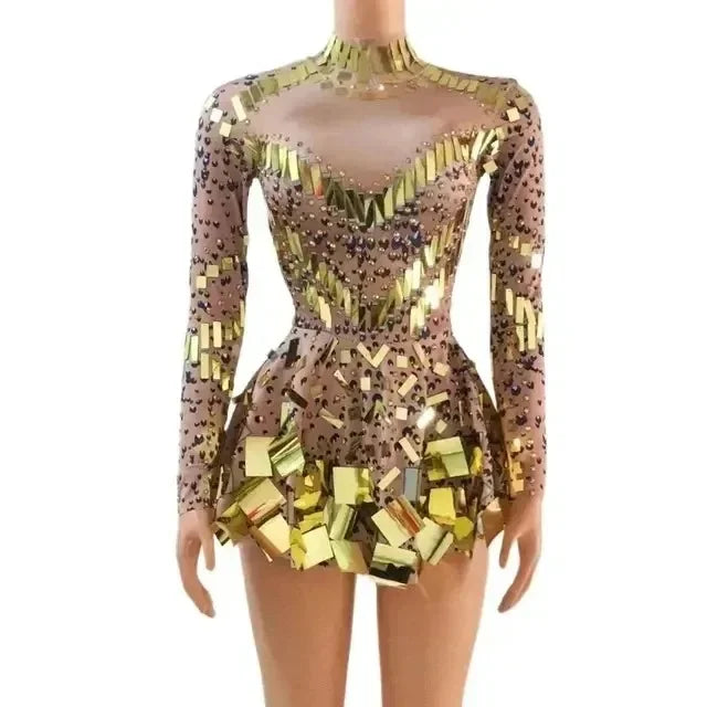 Sequin Dress Women Stretch Mini Sparkly Sweetheart Neckline