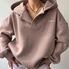Women crewneck sweater modern knit in pink beige and grey