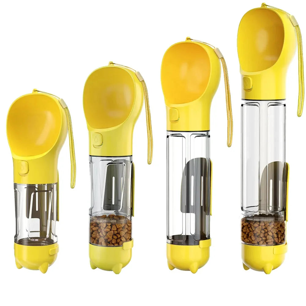 Dog water bottle 3-in-1 BPA-free travel bottle with food storage and poop bag dispenser