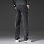 Men corduroy chinos tailored fit in khaki with drawstring waist