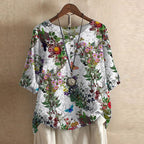 Women retro blouse vintage style with button front and waist shaping