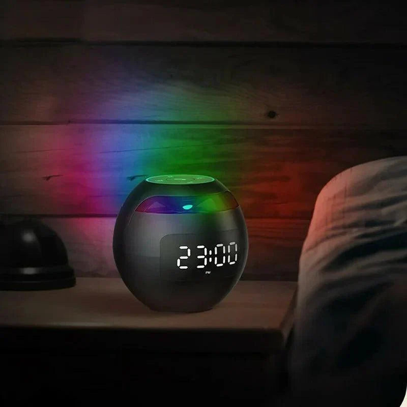 Bluetooth alarm clock speaker with LED night light and digital clock display for bedroom