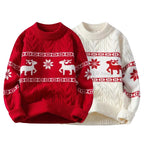 Christmas Jumper Women Men Reindeer Pattern Cable Knit Unisex