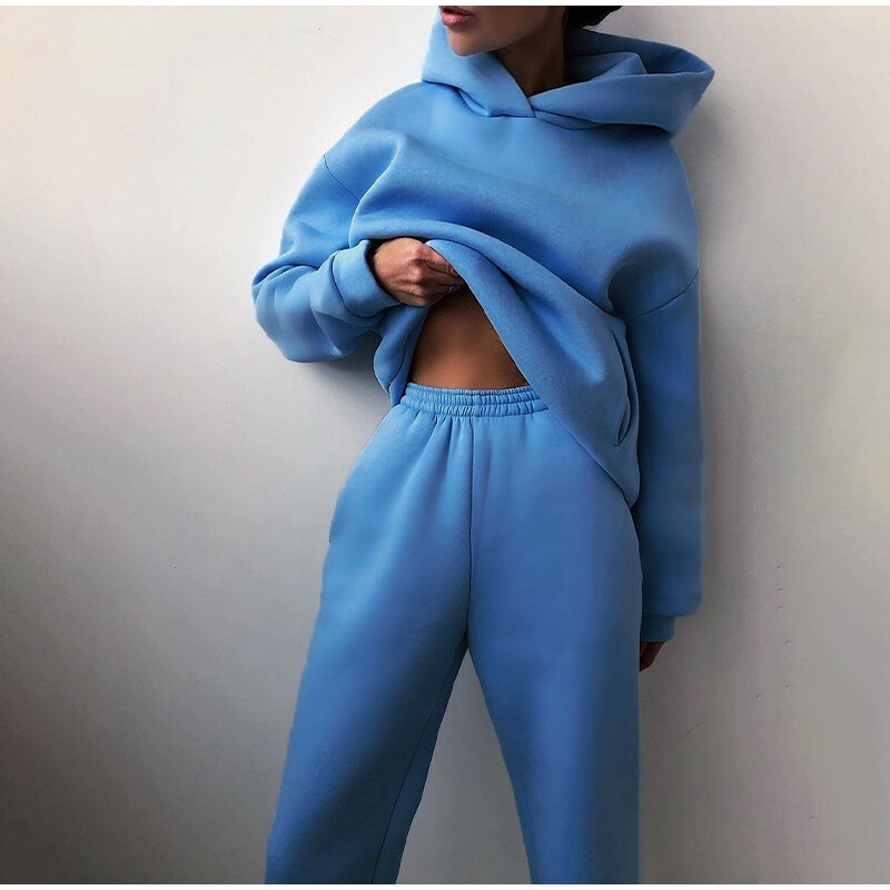 Women 2 piece oversized jogger set casual lounge tracksuit